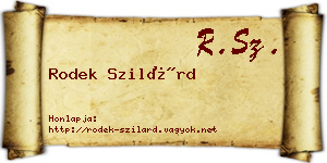 Rodek Szilárd névjegykártya